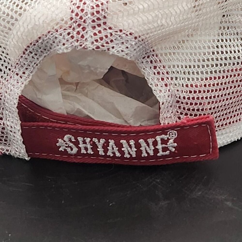 Shyanne I Love America Hat USA Cap Adjustable Garnet Red White Mesh Distressed - Picture 3 of 8